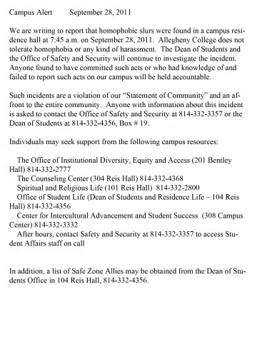 Click to view the text of the email Dean of Students Joseph DiChristina sent out the evening of the incident.