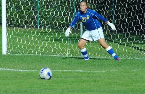 Emily Karr, ’12, recorded 10 shutouts last year for a Gator squad that went unbeaten in its first 15 games. CHARLIE MAGOVERN/THE CAMPUS