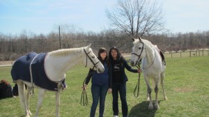 When the ACET isn't competing, we are usually doing something horse-related.  Pictured below are Captain Sarah Durrer and club treasurer Tianli Kilpatrick volunteering at the Zone 6 Finals as horse holders. 