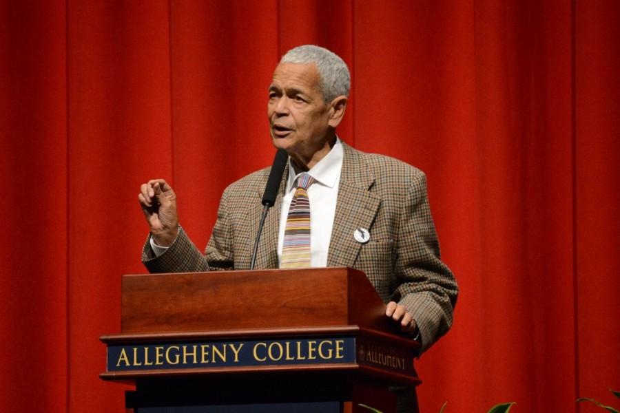 AMASA SMITH/THE CAMPUS
Famous civil rights activist Julian Bond returned for his forth visit to Allegheny on Nov. 15. He spoke to student, alumni, faculty and members of the community at Shafer auditorium as part of the year of Civil Rights.  He discussed important moments in the equal rights movement and how social inequality continues in the world today. After speaking for forty-five minutes he participated in a Q&A with the audience. 

