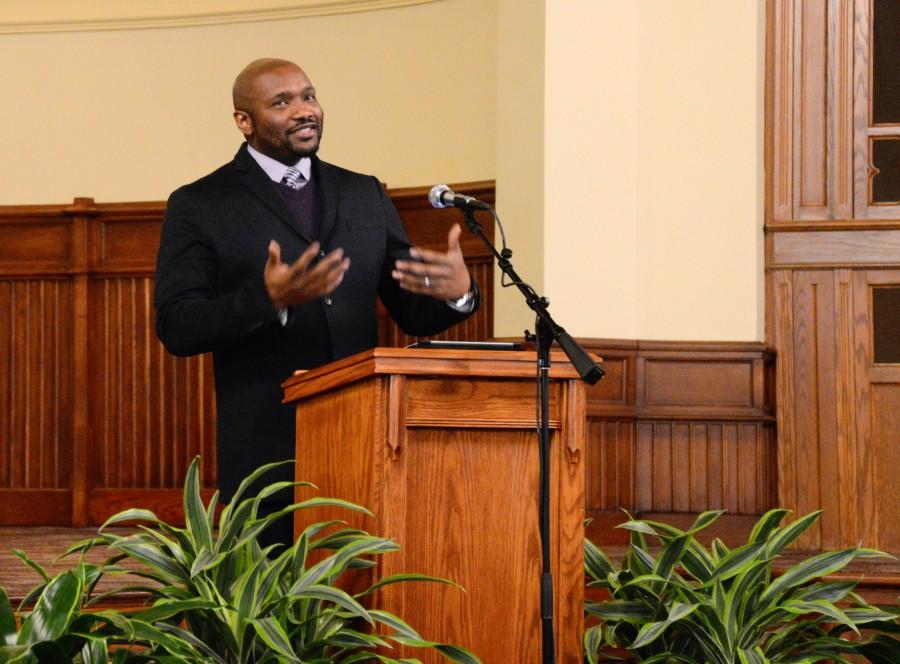Dean of undergraduate studies at Dartmouth College, Paul Buckley, gave a keynote address titled “Civil Rights and Its Challenge to Higher Education” at Ford Chapel, on Jan. 20, 2013 as part of Allegheny's celebration of Martin Luther King Day.