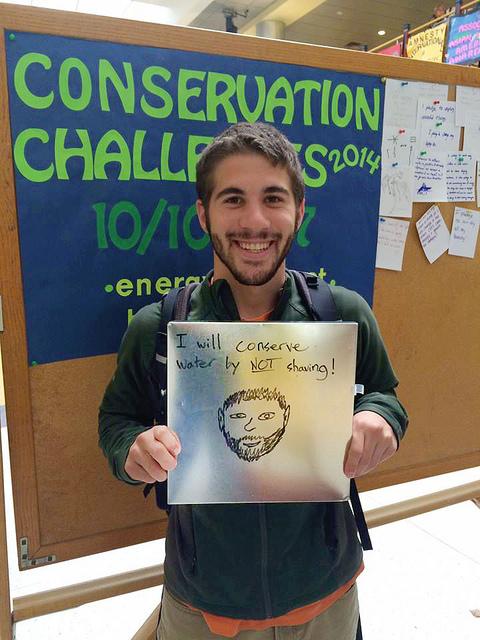 Owen+Ludwig%2C+%E2%80%9918%2C+has+decided+to+conserve+water+by+not+shaving+through+the+month+of+October.+Kelly+Boulton%2C+the+sustainability+coordinator+at+Allegheny+College%2C+organized+the+photographing+of+students+and+their+plans+to+conserve+energy+throughout+the+challenge.+