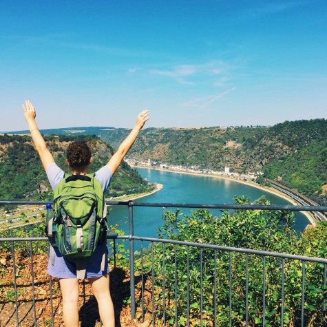 Maggie Duggan, ’17, stands on top of the Loreley, a fabled cliff south of Koblenz, Germany. The Loreley is a siren who lures sailors into the rocks. Duggan is studying abroad in Cologne, Germany. 