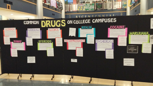 The Office of Student Involvement partnered with the Wellness Institute and created a controversial display about the dangers of recreational drug abuse. After student outcry on social media, the display was removed on Jan. 24, 2016, just two days after it was put up. 