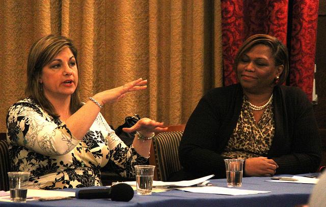 Title IX Coordinator Gilly Ford and Dean of Students Kimberly Ferguson sat on a panel on Tuesday, April 19, 2016, that discussed sexual assault on college campuses following the screening of “The Hunting Ground.”