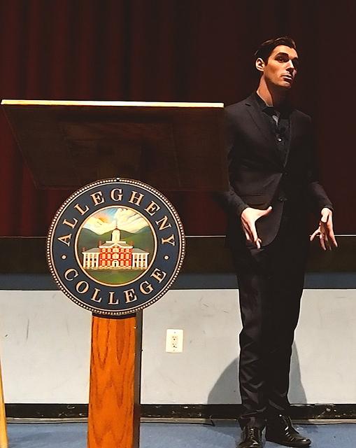 RJ Mitte, selected as the 2016 Gator of the Year, visited Allegheny College on Wednesday, April 6, 2015 to speak about living with a disability and his career. 