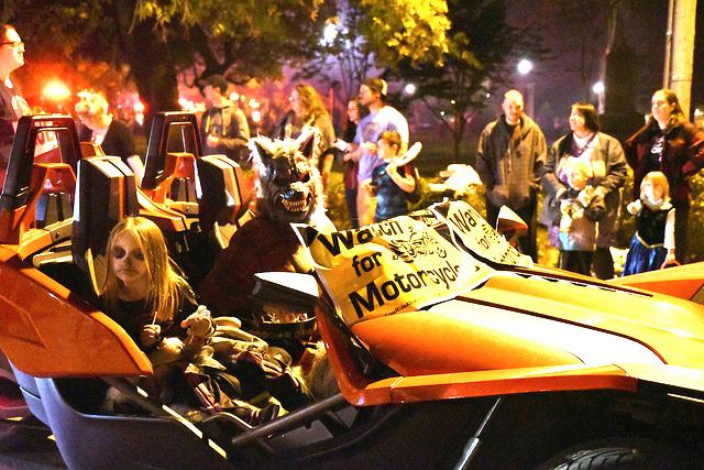 Community members participated in and watched Meadville’s Halloween Parade on Saturday, Oct. 29, 2016. Many different vehicles were used as floats in the parade, including firetrucks, vintage cars, trucks and wagons. Participants walked amongst the floats in the parade and threw out candy to spectators. Children of all ages lined the parade route and held Halloween bags to store the candy they collected. Many of the spectators dressed up in costumes as they participated in the Halloween festivities. 