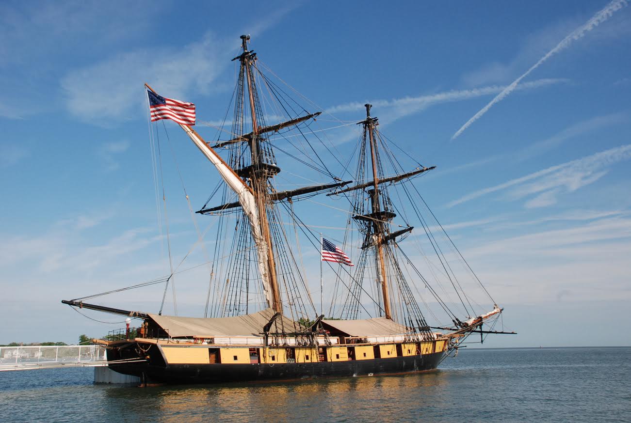 U.S. Brig Niagara docked at Put-In-Bay, Ohio, the ship’s last stop before returning to Erie.