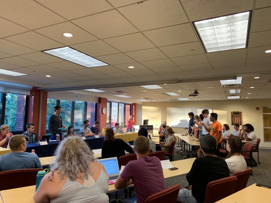 Members of Allegheny Student Government attend the weekly general assembly meeting at 7 p.m. on Tuesday Sept. 24, 2019, in the Henderson Campus Center room 301/302.