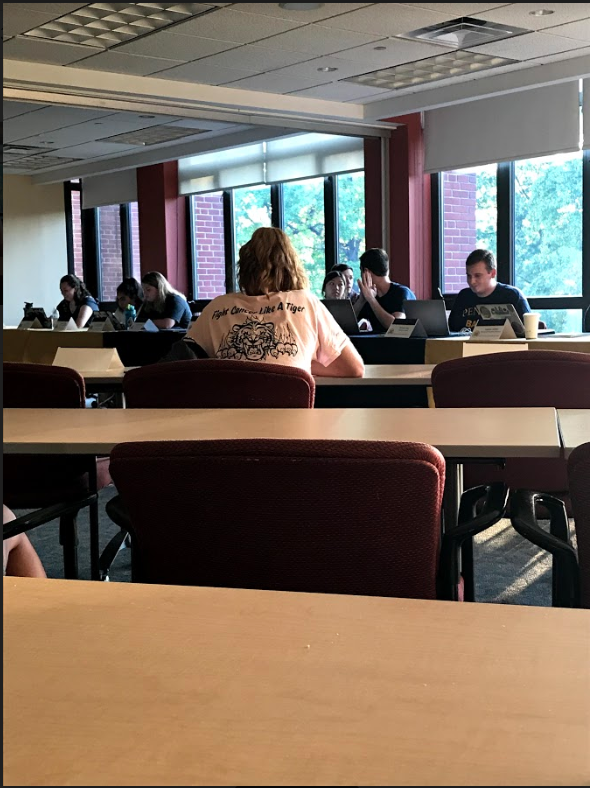 Members of Allegheny Student Government prepare for the weekly general assembly meeting at 7 p.m. on Tuesday Sept. 10, 2019 in the Henderson Campus Center room 301/302.