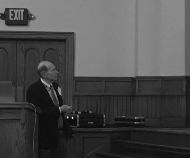 University of Rochester Professor Richard Eisenberg discusses a carbon-free future during his lecture on Monday, Sept. 23, 2019, in Ford Memorial Chapel.