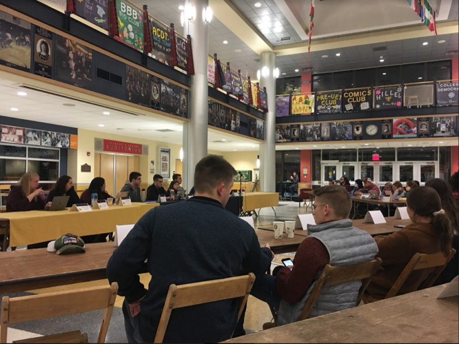 Allegheny Student Government discusses the United Methodist Church resolution, along with the need for a new Director of Community Relations at General Assembly at 7 p.m. on Tuesday, Jan. 21, 2020, in the Henderson Campus Center lobby.