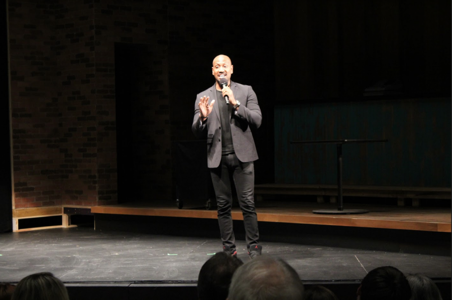 Bryan Terrell Clark talks to students about finding one’s purpose at 7 p.m. on Wednesday, Feb. 26, 2020, in the Vukovich Center for the Arts.