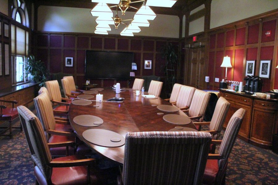 The boardroom in the Tippie Alumni Center, where some of the reaccreditation working groups meet.