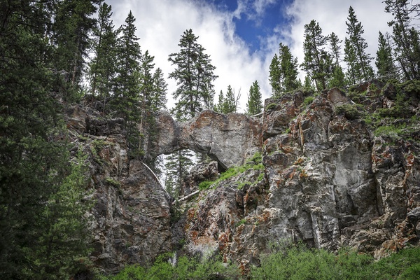 A picture of the natural land bridge in Yellowstone National Park. The volcano rests dormant, for now, beneath the park.