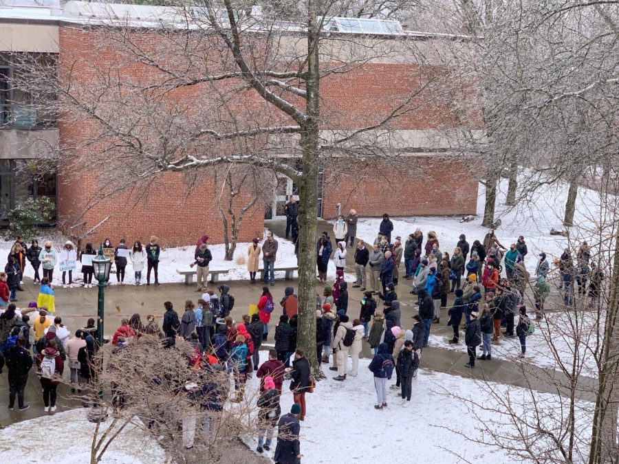 A wide shot of the event, which took place just in front of the Campus Center on the Gator Quad