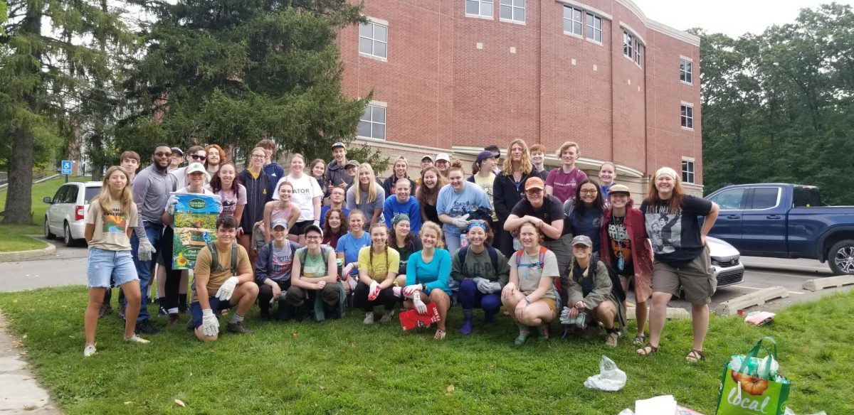 Among+Allegheny%E2%80%99s+representatives+at+the+annual+French+Creek+Cleanup+were+these+44+volunteers%2C+who+helped+clean+more+than+1%2C000+pounds+of+waste+from+the+watershed.+%28Photo+contributed+by+Students+for+Environmental+Action%29
