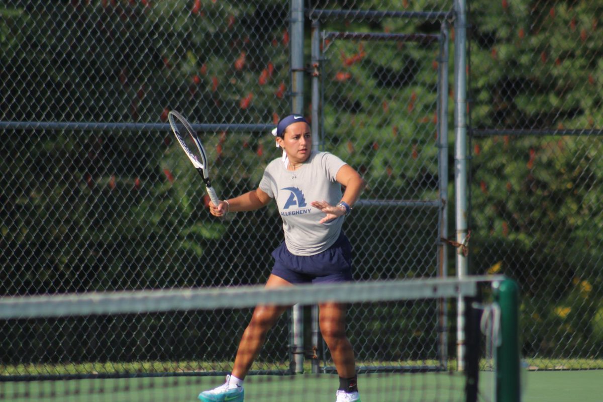 Jean-Arlette+Legrand%2C+%E2%80%9924%2C+waiting+to+return+the+ball+to+her+opponent+during+the+Allegheny+Invitational.