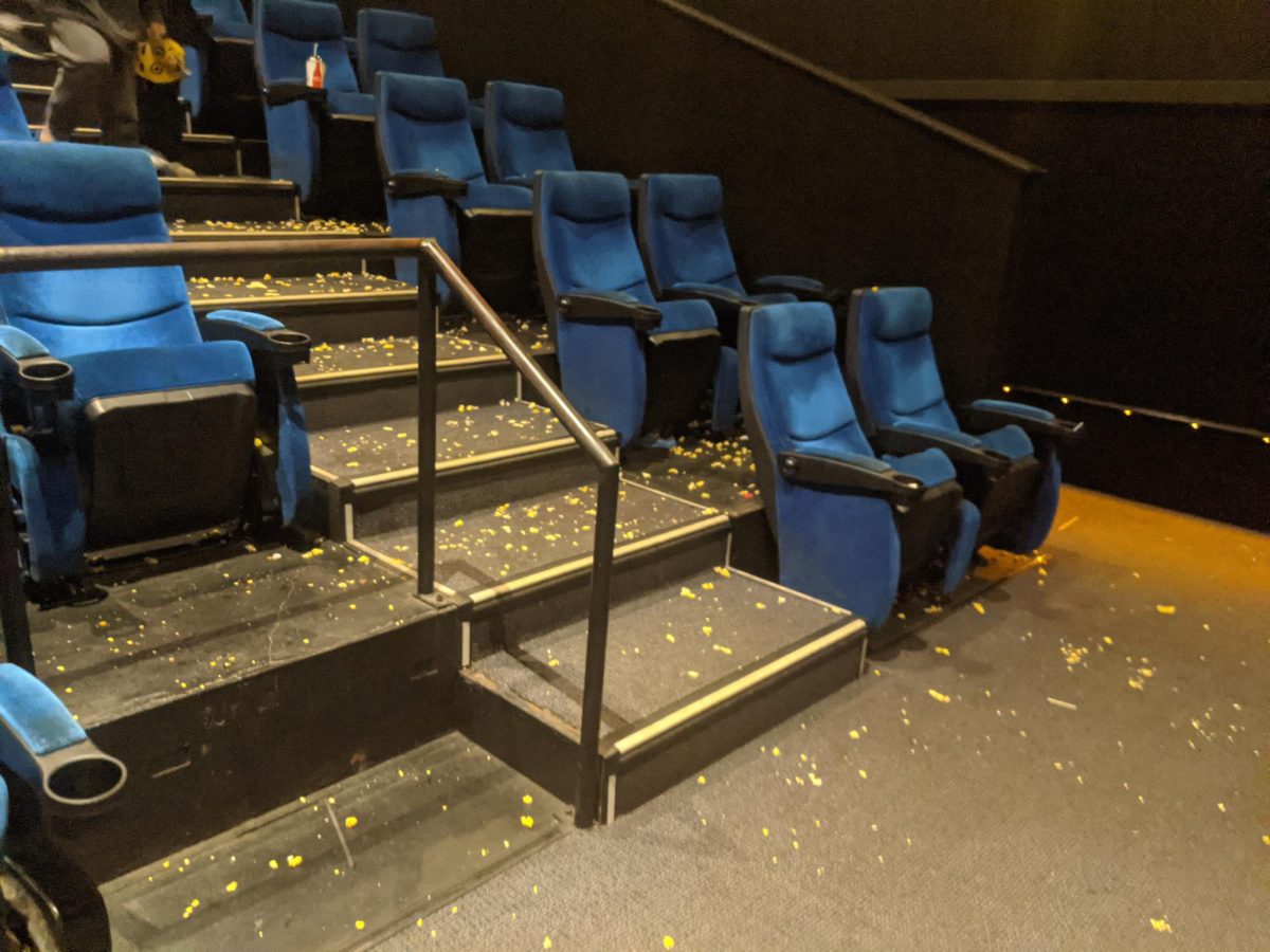 The Ugly: A post-Five Nights at Freddys theater littered with popcorn shows the chaos of the viewing experience.