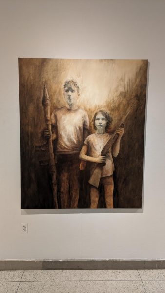 American Dream by Associate Professor of Art Ian Thomas depicts his children to make a statement on gun violence.