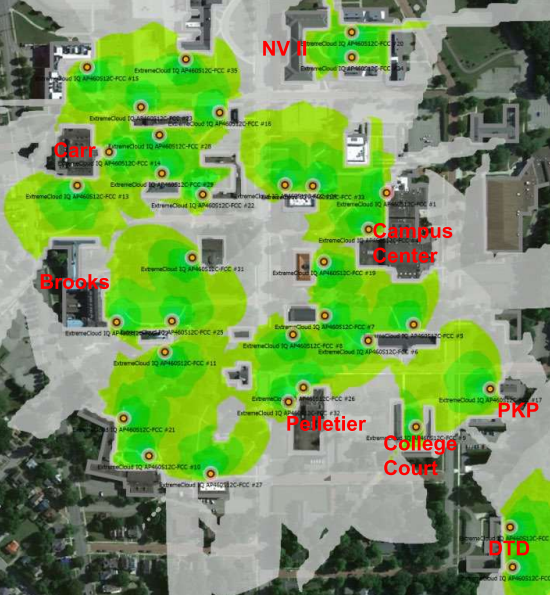 A proposed capital project from Chief Information Officer Katrina Yeung would add Wi-Fi connectivity to the green spaces above. Note that this map is only a proposal and is subject to change.