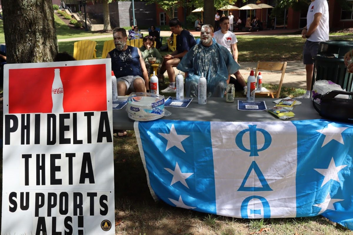 Phi Delta Theta hosted a fundraiser on Wednesday, Sept. 10, where students could throw a pie of whipped cream at Assistant Professor of Chemistry Matt Betush or Dean for the Student Experience Ian Binnington. 