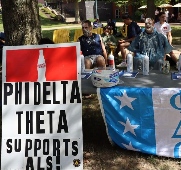 Phi Delta Theta hosted a fundraiser on Wednesday, Sept. 10, where students could throw a pie of whipped cream at Assistant Professor of Chemistry Matt Betush or Dean for the Student Experience Ian Binnington. 