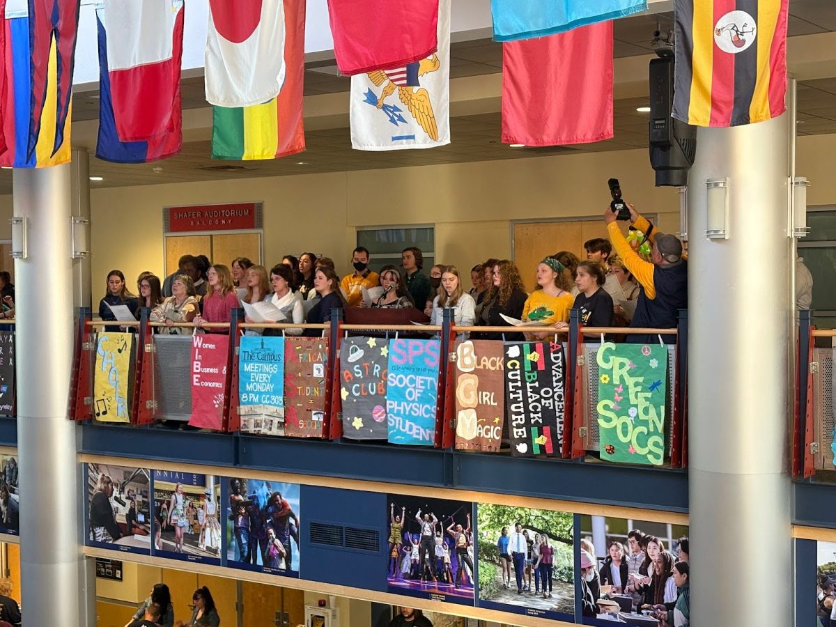 The Allegheny College Choir sings the Alma Mater at the “In For Allegheny” campaign kickoff. The choir was comprised of both current students and alumni.