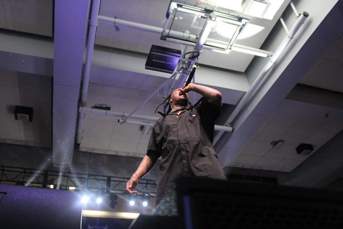 Rapper Waka Flocka Flame riles up the Springfest Major Events Concert crowd with ‘No Hands’ on Saturday, April 18, in the Wise Athletic Center.
