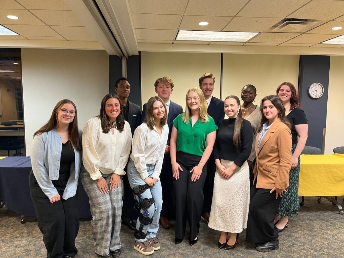 The 2026-2027 Cabinet, left to right; Evans, Perillo, Chinogureyi, Wilson, Thompson, Greene, Survey, DeRose, Foster, Turhan, and Lindsay